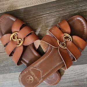 Sam & Libby brown Flats Sandals